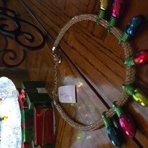 Betsey Johnson Silver Necklace with Colorful Bulb Charms